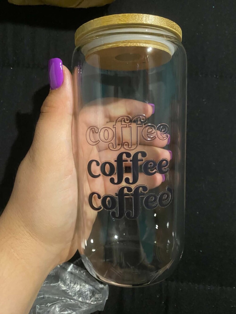 Glass Coffee Storage Jar with Gold Lid - Clear